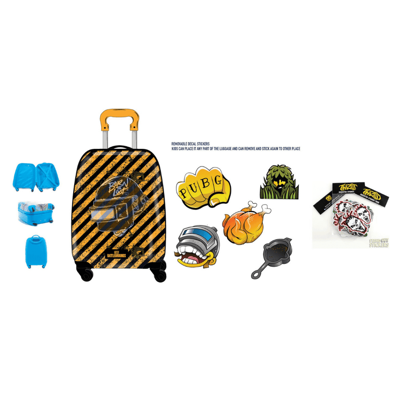 Truecare - Pubg Kids Luggage With Reusable Stickers 18"