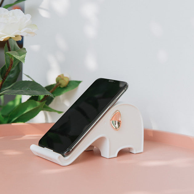 Qushini - Elephant Wireless Charger Compatible with all Qi Wireless Devices - White