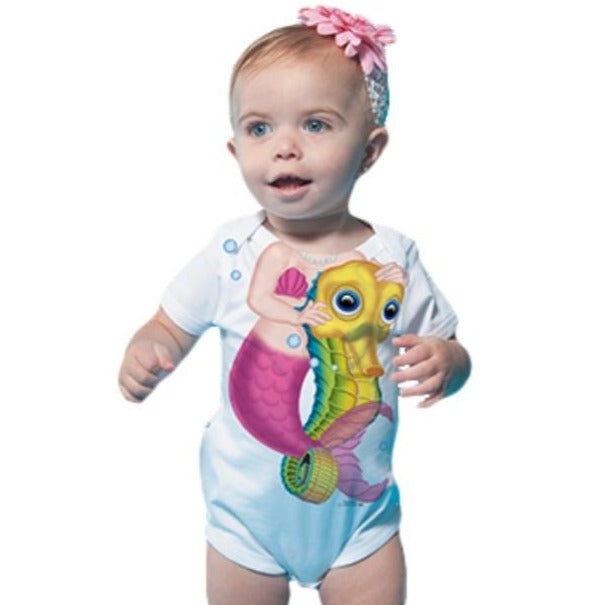 Just Add A Kid - Romper One-Piece Seahorse Rider Mermaid - up to 12 Months
