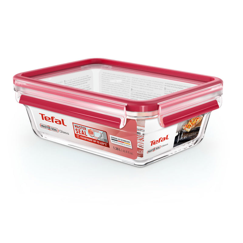 Tefal, Masterseal Glass Container Rectangle, 1.3L