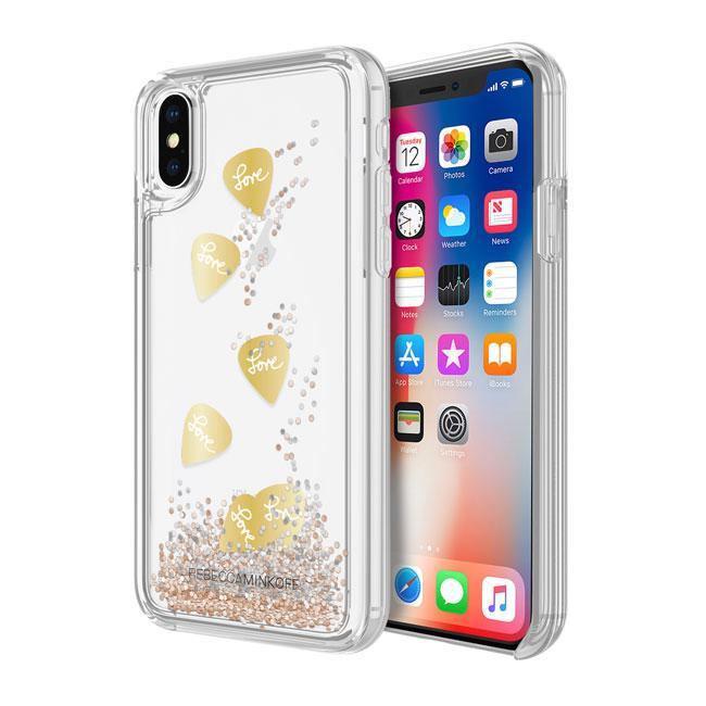 Rebecca Minkoff - iPhone X/XS Glitter Fall Case - Gold Guitar Pick / Chunky Silver Glitter / Rose Gold Gl