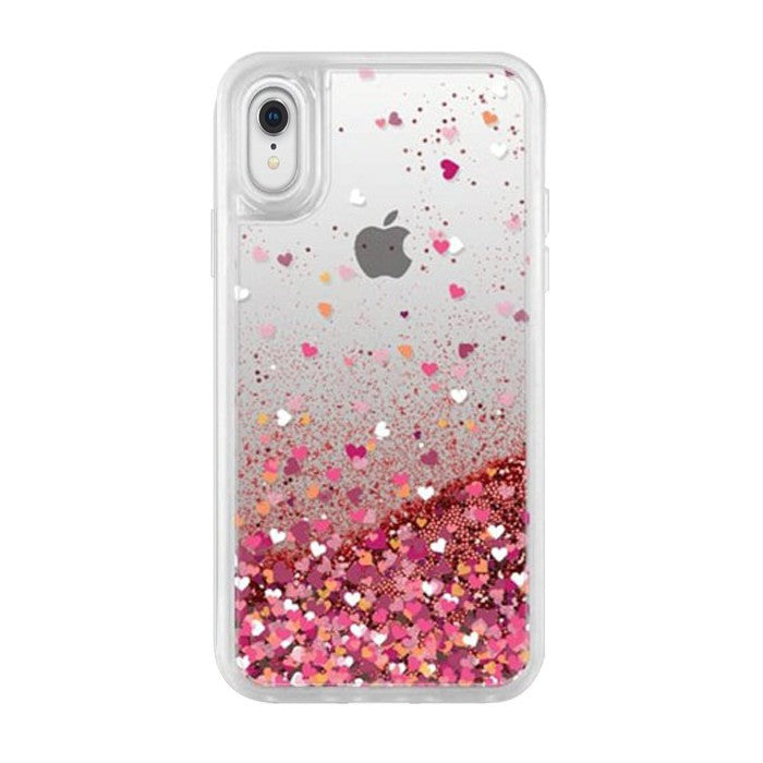 Casetify - iPhone XR Glitter Case Confetti Hearts - Rose Gold