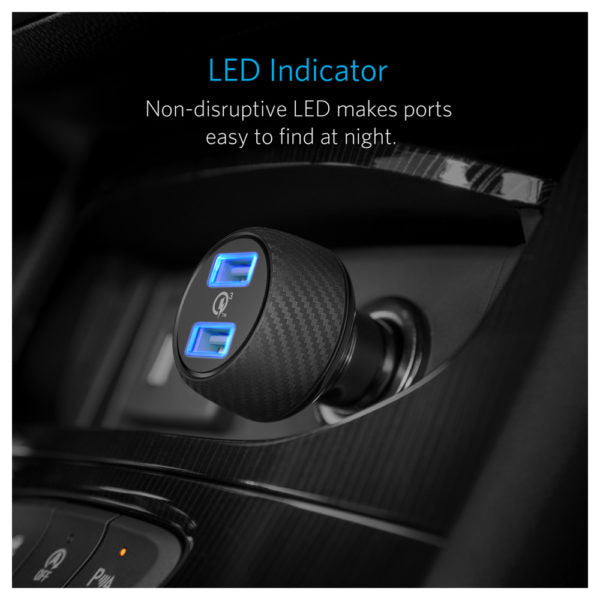 Anker - PowerDrive Speed 2 Ports Quick Charge 3.0 39W Dual USB Car Charger - Black