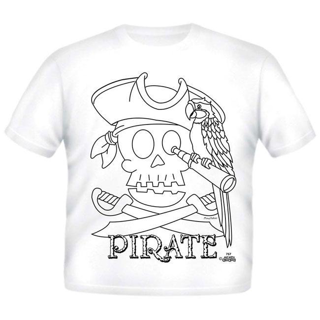Just Add A Kid - Just Add A Color T-Shirt Pirate Washable & Non-Toxic 5 Markers Included - 4 Years