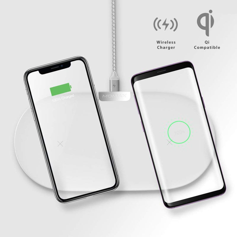 Momax -  Q.Pad Dual Fast Wireless Docking Charger - White