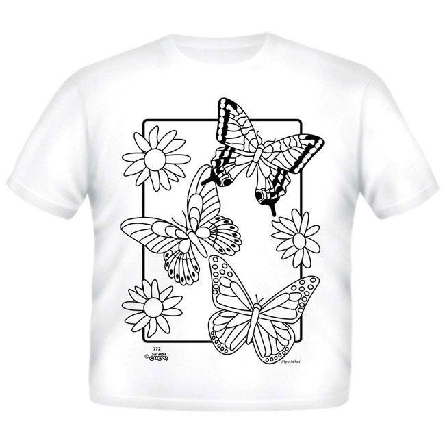 Just Add A Kid - Just Add A Color T-Shirt Butterflies Washable & Non-Toxic 5 Markers Included - 4 Years