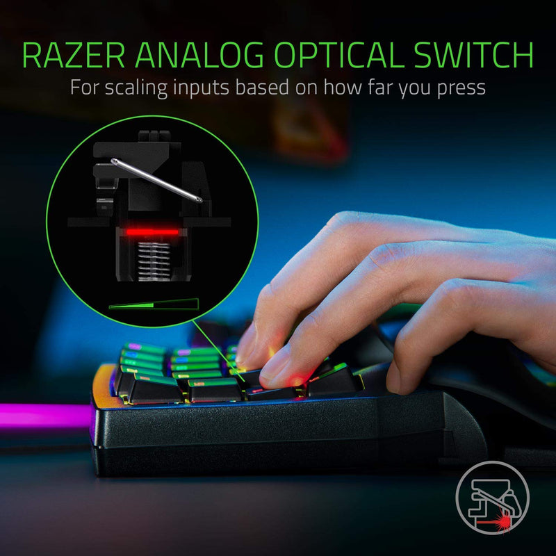 Razer - Tartarus Pro Gaming Keypad: Analog-Optical Key Switches – 32 Programmable Keys – Customizable Chroma RGB Lighting – Programmable Macros – Variable Key Press Pressure Sensitivity – Classic Black