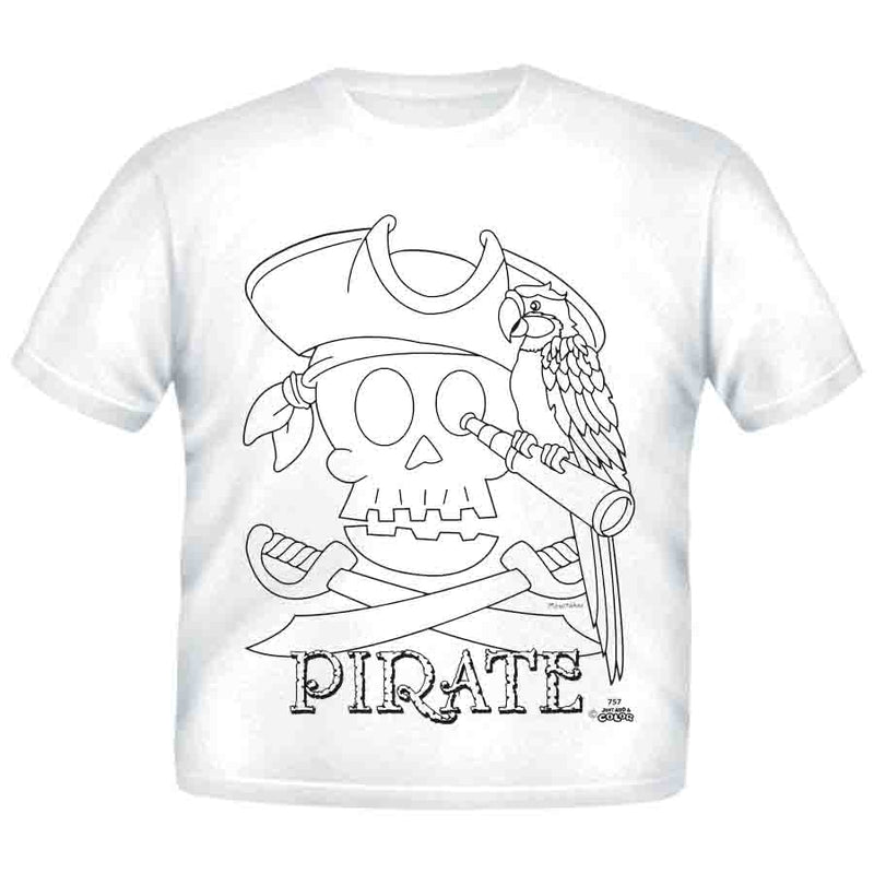 Just Add A Kid - Just Add A Color T-Shirt Pirate Washable & Non-Toxic 5 Markers Included - Youth XS (4-5 Years)