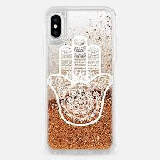 Casetify Iphone X - Glitter Case - Gold - White Hamsa Hand (2037385723961)