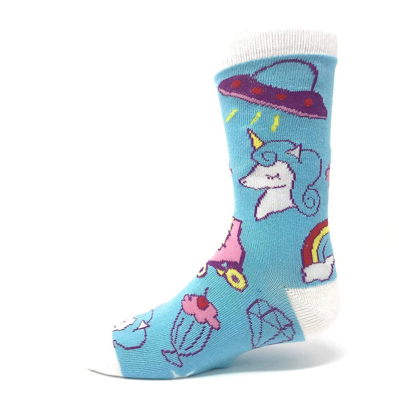 OoohYeah Socks - Youth Crew Cute Unicorn, Skates & Cupcakes