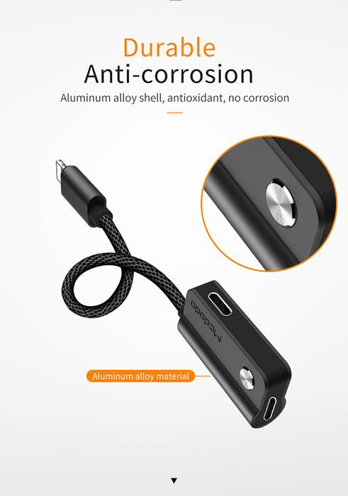 Mcdodo - Dual Lightning Audio Adapter 0.1M - Black