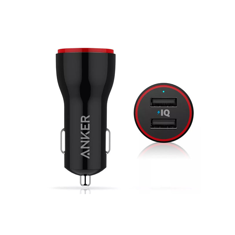 Anker - PowerDrive 2 Car Charger 24W Dual USB - Black