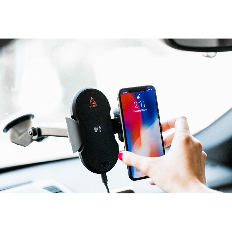 Adonit - Wireless Car Charger Mount, Auto Clamping 7.5W /10W Fast Charging Car Phone with Adapter