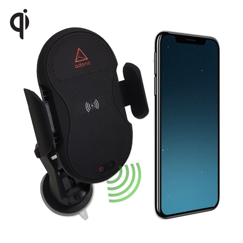 Adonit - Wireless Car Charger Mount, Auto Clamping 7.5W /10W Fast Charging Car Phone with Adapter