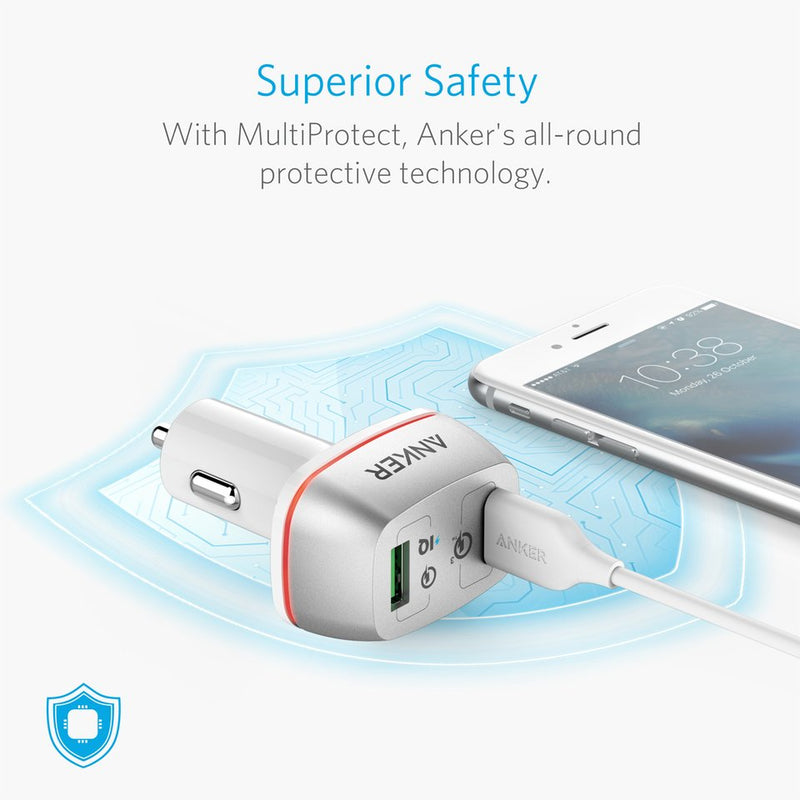 Anker - PowerDrive + 2 with Quick Charger 3.0 USB Car Charger - White