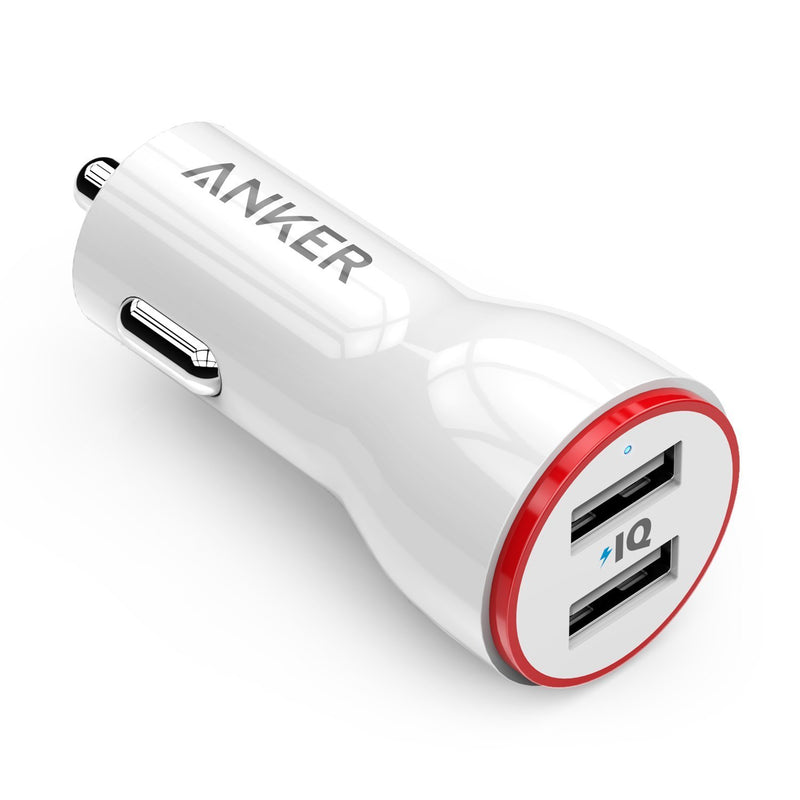 Anker - PowerDrive 24W 0.9m Dual USB Android Car Charger - White