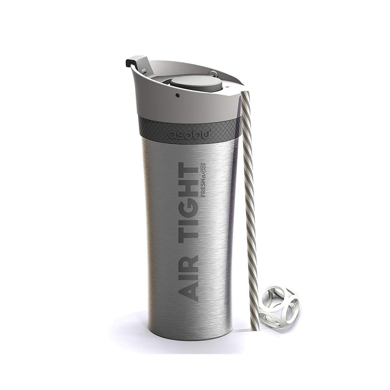 Asobu - Fresh N Go Double Wall Bottle with Built-in Pump - Silver