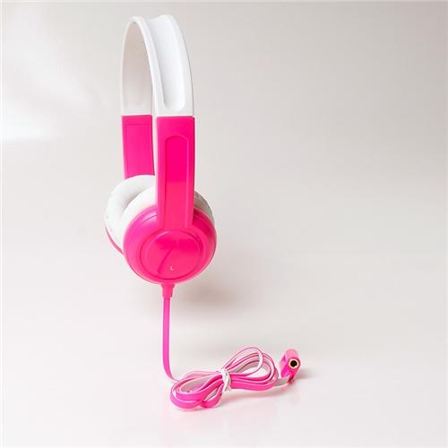 BuddyPhones - Explore Super Durable Foldable Wired Kids Headphones with Stickers - Pink