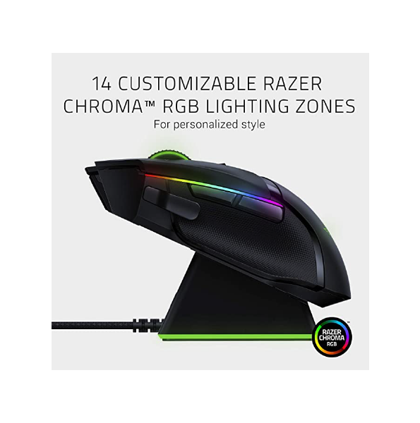 Razer - Basilisk Ultimate Optical Wireless RGB Gaming Mouse with Charging Dock