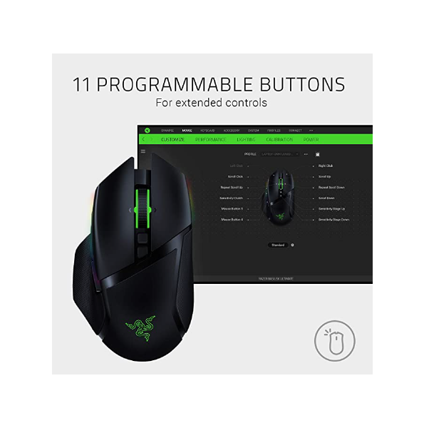 Razer - Basilisk Ultimate Optical Wireless RGB Gaming Mouse with Charging Dock