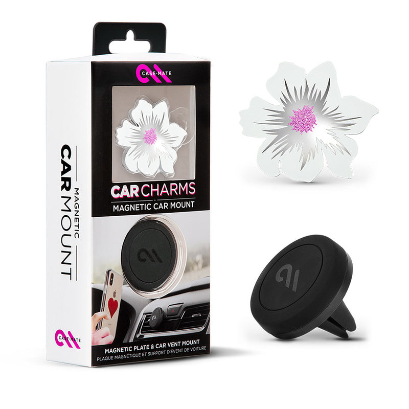 Case-Mate - Car Charms Magnetic Vent Mount Kit - White Flower