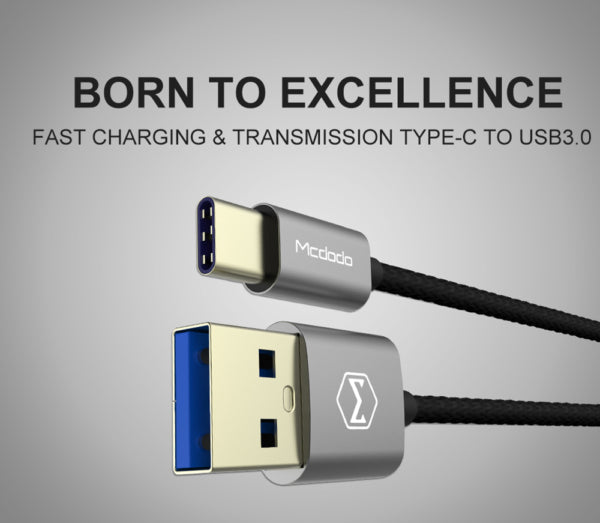 Mcdodo - Nylon Type-C USB Cable 1M - Grey