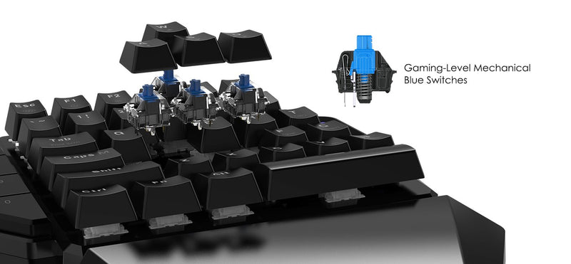 GameSir  - GK100 One Handed Gaming Keyboard Mechanical Mini Game Key Pad USB Wire PC - Black