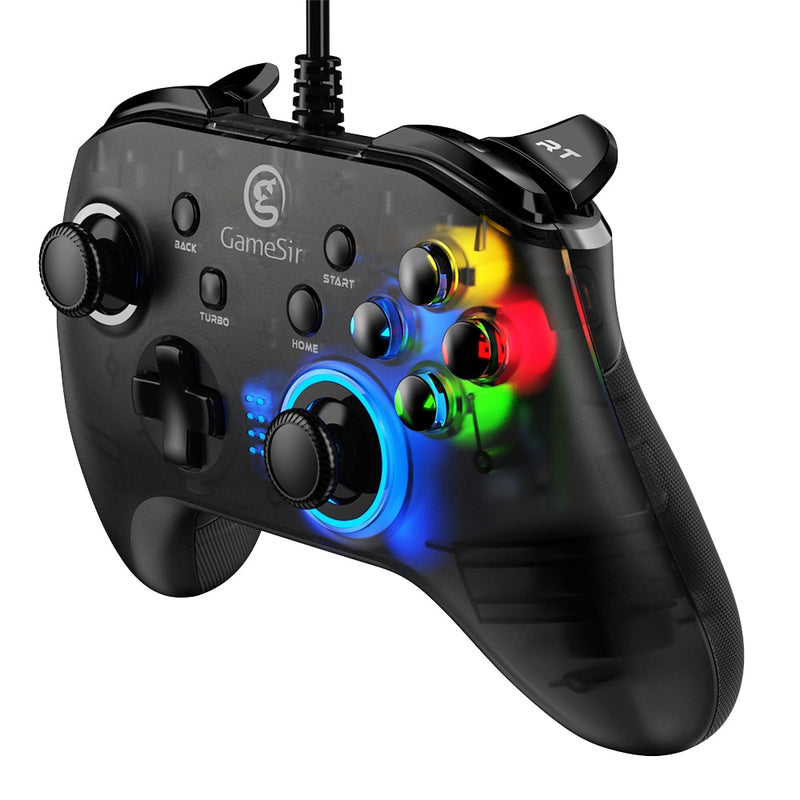 GameSir    - T4W PC Controller Wired Game Controller, Dual Shock USB Gamepad Joystick, Semi-Transparent Design with LED Backlight