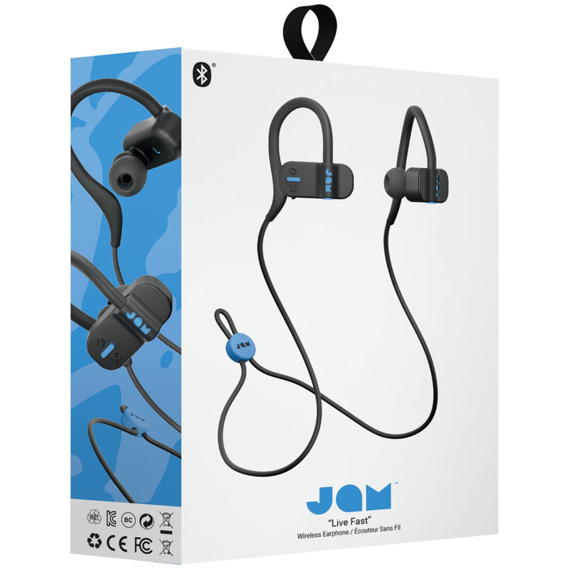 JamAudio - Live Fast Sweat Resistant Wireless In-Ear Bluetooth Earbuds - Black