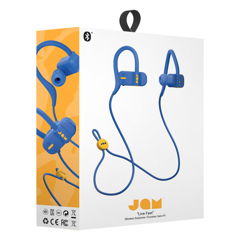 JamAudio - Live Fast Sweat Resistant Wireless In-Ear Bluetooth Earbuds - Blue