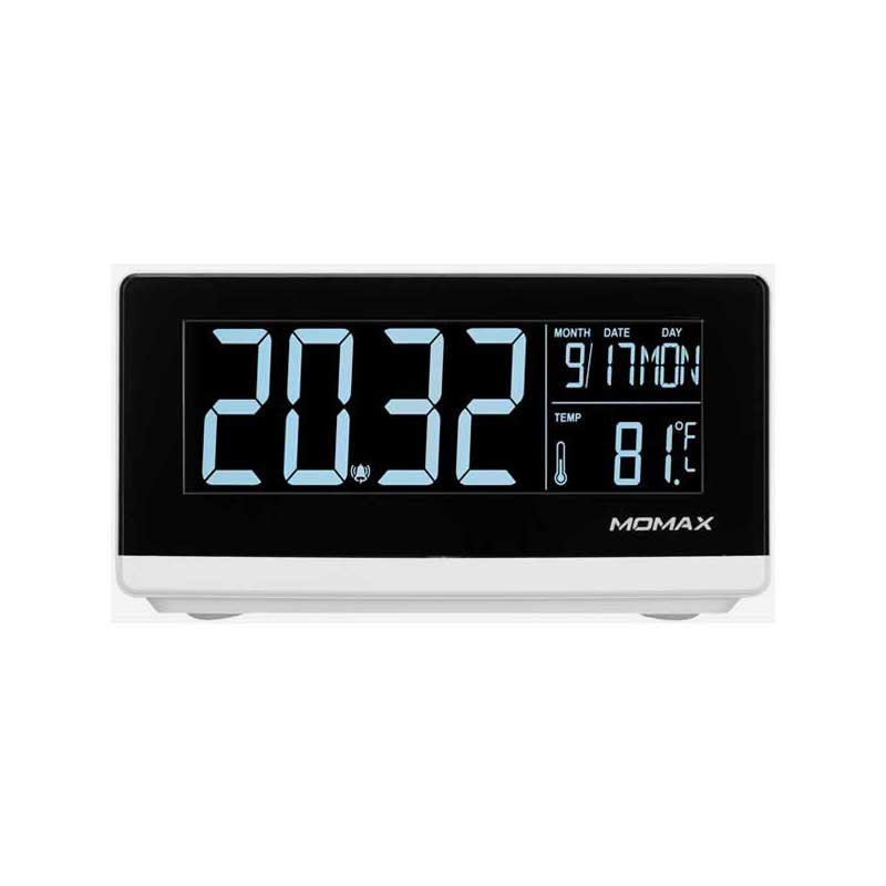 Momax  - Q-Clock Digital Clock with Wireless Charger - White