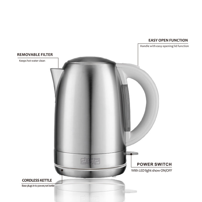 Dsp, Electric Kettle 1.7 L 2200 Watts, Stainless Steel