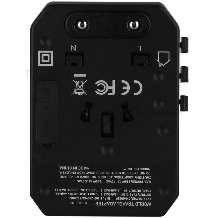 Momax - 1-World AC Travel Adapter (Type-C PD + 3 USB) - Black