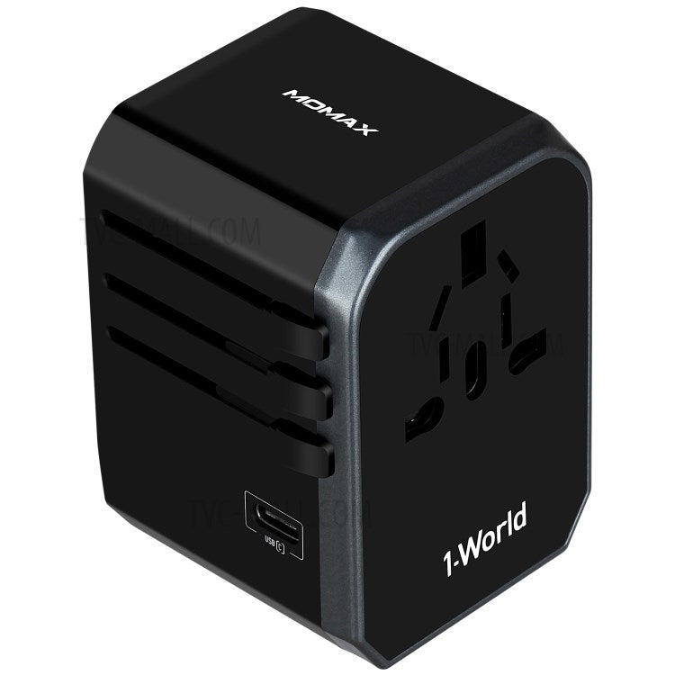 Momax - 1-World AC Travel Adapter (Type-C PD + 3 USB) - Black