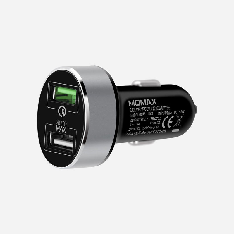 Momax - UC Series Dual-Port USB Fast Car Charger  - Black