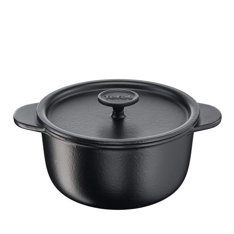 Tefal, Tradition Cast Iron Shallow Pot With Lid, Black