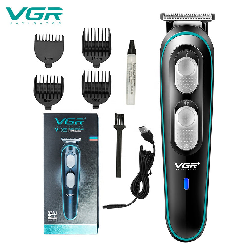 VGR V-055 Professional Rechargeable Cordless Electric Hair Clippers Trimmer Haircutting Kit For Men, Black