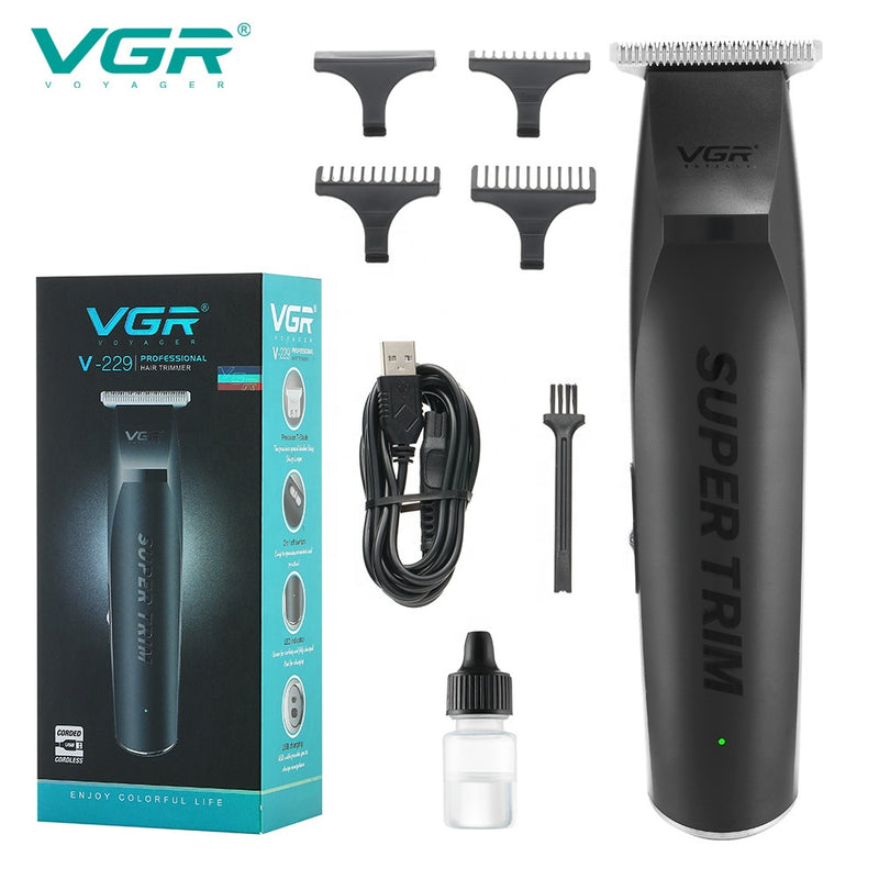 VGR V229 Professional Rechargeable Multifunction Home Travel Nose Hair Trimmer Beard Electric Hair Clipper, Black
