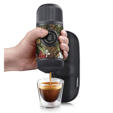 Wacaco - Nanopresso Portable Espresso Maker Tattoo Jungle Edition, Compatible with Ground Coffee - GREY