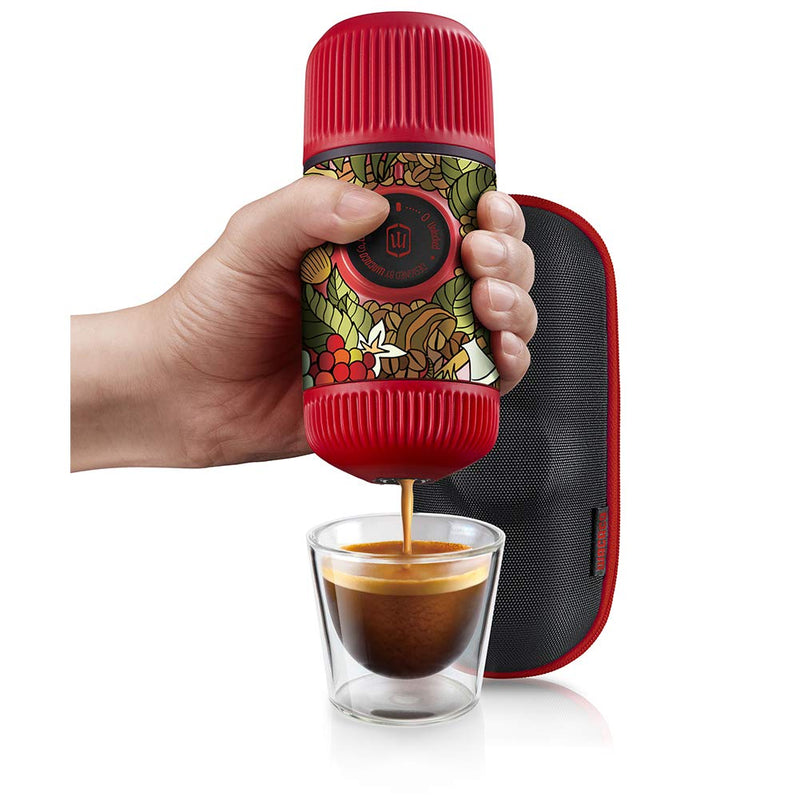 Wacaco - Nanopresso Portable Espresso Maker Tattoo Jungle Edition, Compatible with Ground Coffee - RED