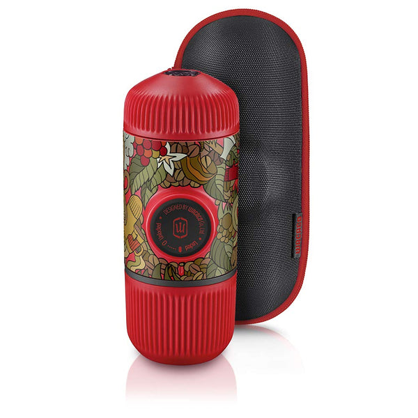 Wacaco - Nanopresso Portable Espresso Maker Tattoo Jungle Edition, Compatible with Ground Coffee - RED