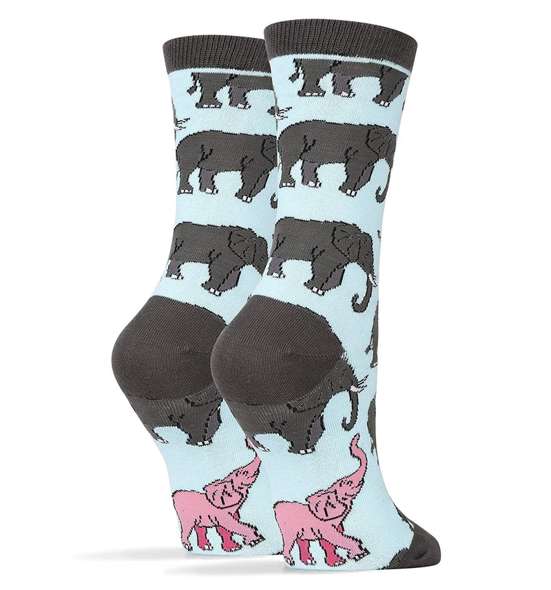 OoohYeah Socks - Womens Crew Pink Elephant