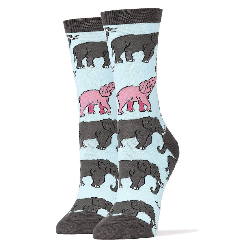 OoohYeah Socks - Womens Crew Pink Elephant