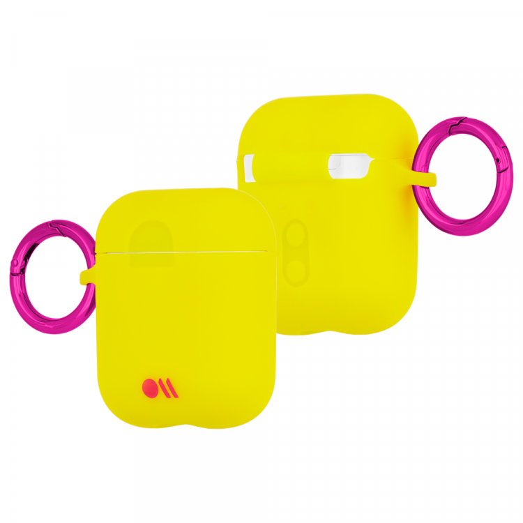 Case-Mate   - AirPods Case - Hook Ups - Neck Strap Silicone - Compatible Apple AirPods Series 1 & 2 - Lemon Lime