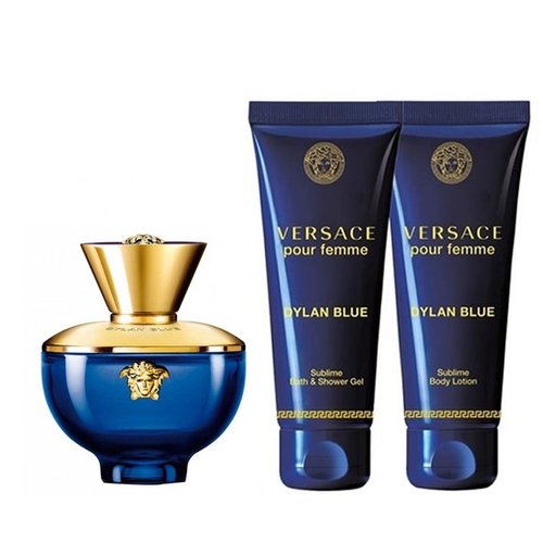 Versace Pour Femme Dylan Blue - Eau De Parfum 50Ml + 50Ml Shower Gel + 50Ml Body Lotion Set