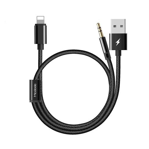 Mcdodo - Lightning Audio Charging Cable 2 in 1 To DC, 1.2M - Black